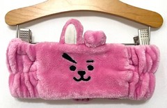240329 Home LINE FRIENDS BT21 Pink Cooky Face Washing Spa Headband EUC