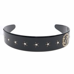 Gucci’s G Logo Crystal Stone Interlocking Hair Band Black Women Used w/outer bag