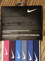 Nike Skinny Headbands 6 Pack Tennis Swoosh Hair Bands Elastic New Blue Black
