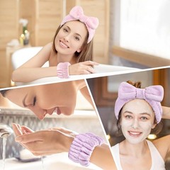 6Pack Headband and Wristband Set for Washing Face, Spa Skincare Makeup Headband,