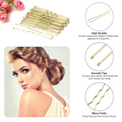 U Shaped Hair Pins, 200 Count for Women Lady Girls Bobby Pins French Historical