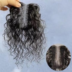 2.75×4.3″Fashion Wavy 100% Human Hair Topper 10″-hook and loop on Hair 10″