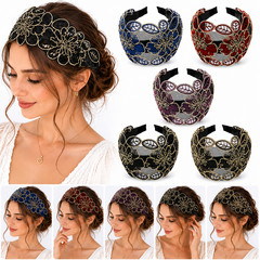 5 PCS Women Wide Lace Headbands with Teeth Elastic Floral Hair Accessories 3.5″