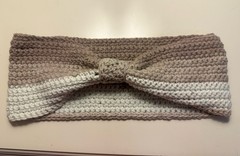 Handmade Brown Cream Bow Crochet Headband/ Ear warmer