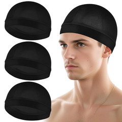 4 Pcs Wave Cap,Silk Wave Sleep Hair Cap for Black Men, Mens Night Elastic Ban