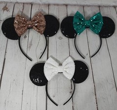 (CHOOSE ONE) Disney Minnie Mouse Ears/Headband Sparkly Colorful Shiny Sequin Bow
