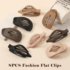 8 PCS Flat Hair Clips for Women, Medium Clips, Claws Brown