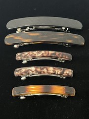 Brown Black Hair Barrette Clip Faux Tortoise Updo Accessory Boho Retro Lot of 5