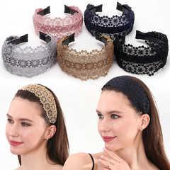 Non-Slip Multicolor Lace Headband Wide-Head Cutout Hard Headbands for Women and