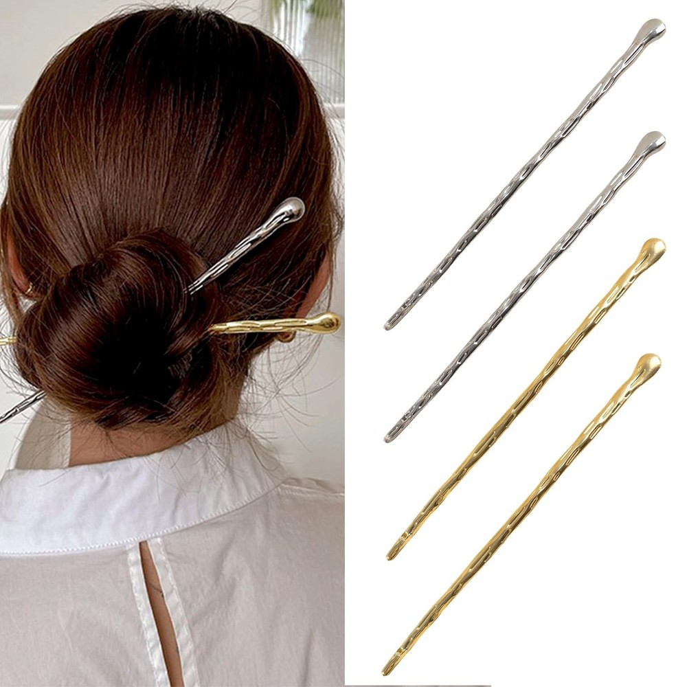 4 Pcs Hair sticks for buns,French hair pins for ,Buns and Updos with No Hair …