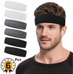 6pack Sports Headband Yoga Gym Sweatband Women Men Hair Bands Head Sweat Band