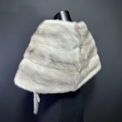Sapphire Mink Fur Shawl Large Cool Gray Luxury Pre-Owned