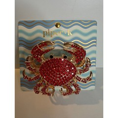 NEW Piper K Rhinestone Crab Hair Claw Clip Red Crystal Coastal Beach