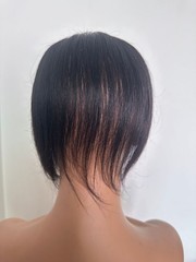 2.75″x4.3″ Traceless Front Silk Base 100% Human Hair Topper 12″, with Thick Bang