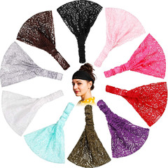 WILLBOND 10 Pieces Lace Elastic Headwrap Lace Elastic Headbands Boho Bandana Boh