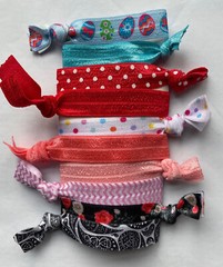 Printed Elastic Hair Ties lot Of 10 Different Colors Patterns And Solid Soft