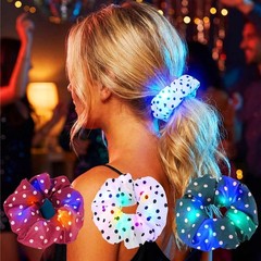 CAKURE Light Up Hair Scrunchies Polka Dots Scrunchie Accessories for…
