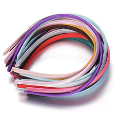 10Pcs Fashion Satin Solid Color Headband Colorful Fabric Covered Thin Plastic Ha