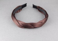 Dark Brown satin twist headband braid hair grip teeth head band hair accessory