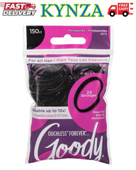 Goody Ouchless Womens Polyband Elastic Hair Tie, 150 Count, Black, Fine Hair Acc