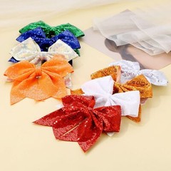 Large 7 Inch Christmas Red Glitter Bow Clip Sequin Bling Party Hair Accessories