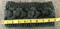 Hand Knitted Green & Black Ear Cover Headband Large