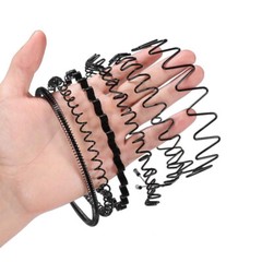 6 PCS Metal Hair Headband Wave Style Hoop Band Comb Sports Hairband Men Women
