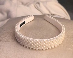J Crew Ivory White Pearl Beaded Studded Headband