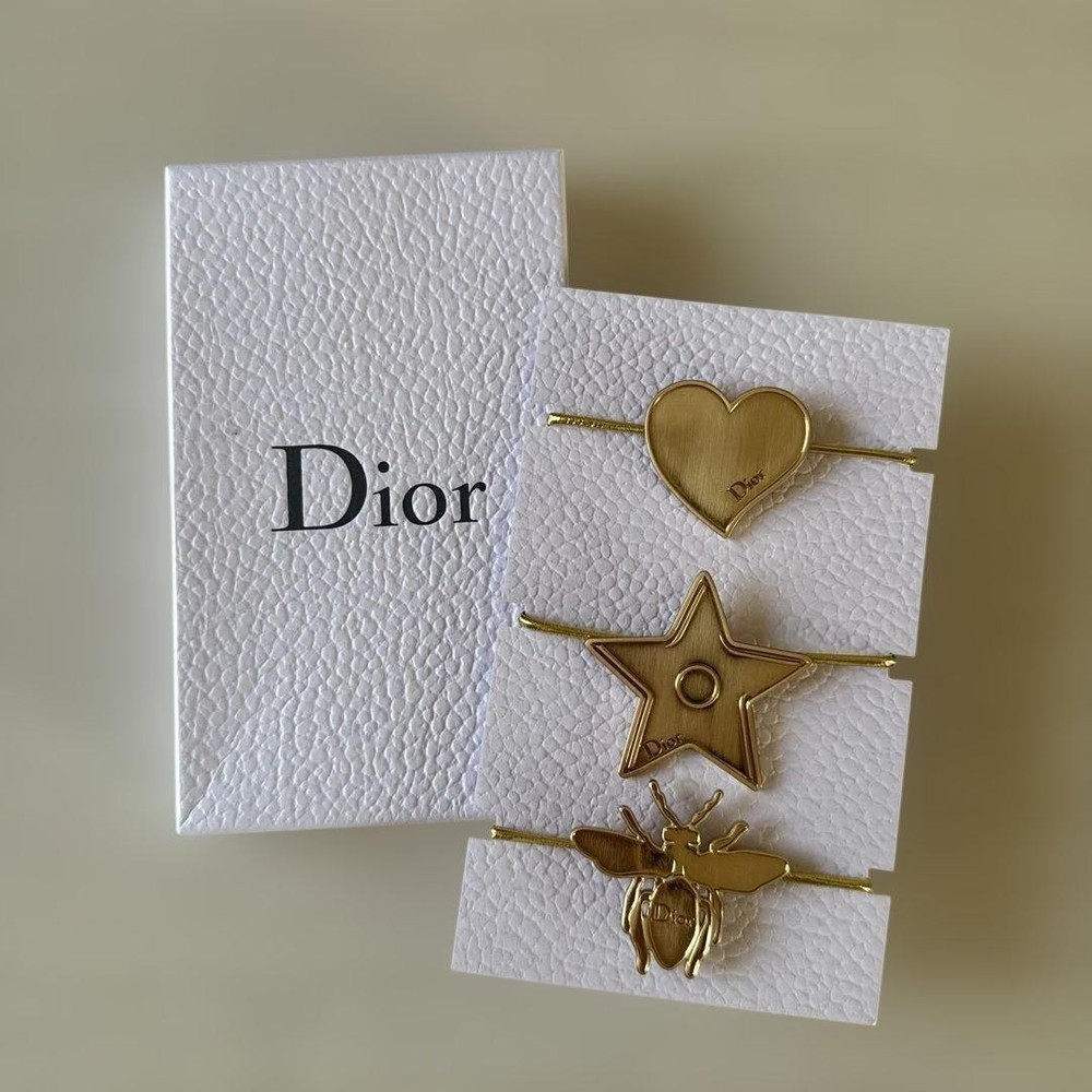 Christian Dior Hair Elastic Accessories 3 Set Gold Heart Star Bee Japan