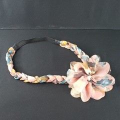 Delicate Floral Silky Headband Stretchy One Size Teen Adult Hait Accs B5-1390