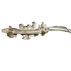 Vtg Western Hair Clip Barrette Cowboy Hat Saddle Silvertone Metal Cowgirl Korea