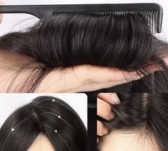 2.75″x4.7″Natural Front 100% Real Human Hair Topper/Partial Wig Clip in 14″