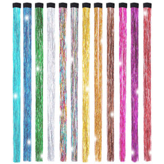 19.7 Inch Clip in Hair Fairy Tinsel Kit Clips Clip on Glitter Hair Tinsel Extens