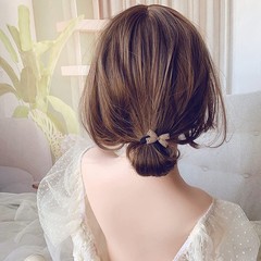 4Pcs Elegant Pearl Rhinestone Hair Bow Ties Hair Scrunchies Stretch Hair Rope…