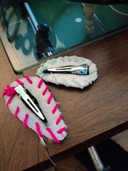 New Artisan 2 Pc Cowhide Brindle Hair On Hide Alligator Hair Clip