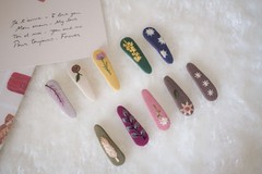 Handmade Embroidered Floral Hair Clips – Linen Snap Barrettes for Girls & Women