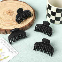 4 Matte Black Hair Claw Clips Double Row Teeth Grip Set