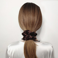 Sufermoe 12 Pcs Satin Silk Hair Scrunchies, 4.5 Inch Dark Brown Soft Hair Ties f
