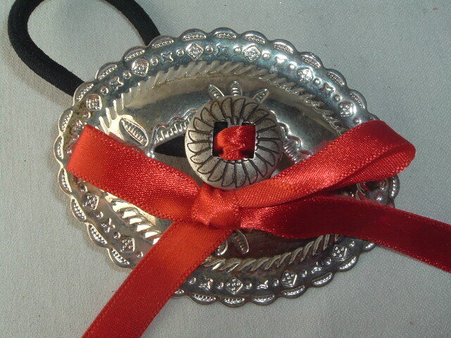 SOUTHWESTERN METAL CONCHO ELASTIC BAND PONYTAIL HOLDER HAIR ACCESSORY