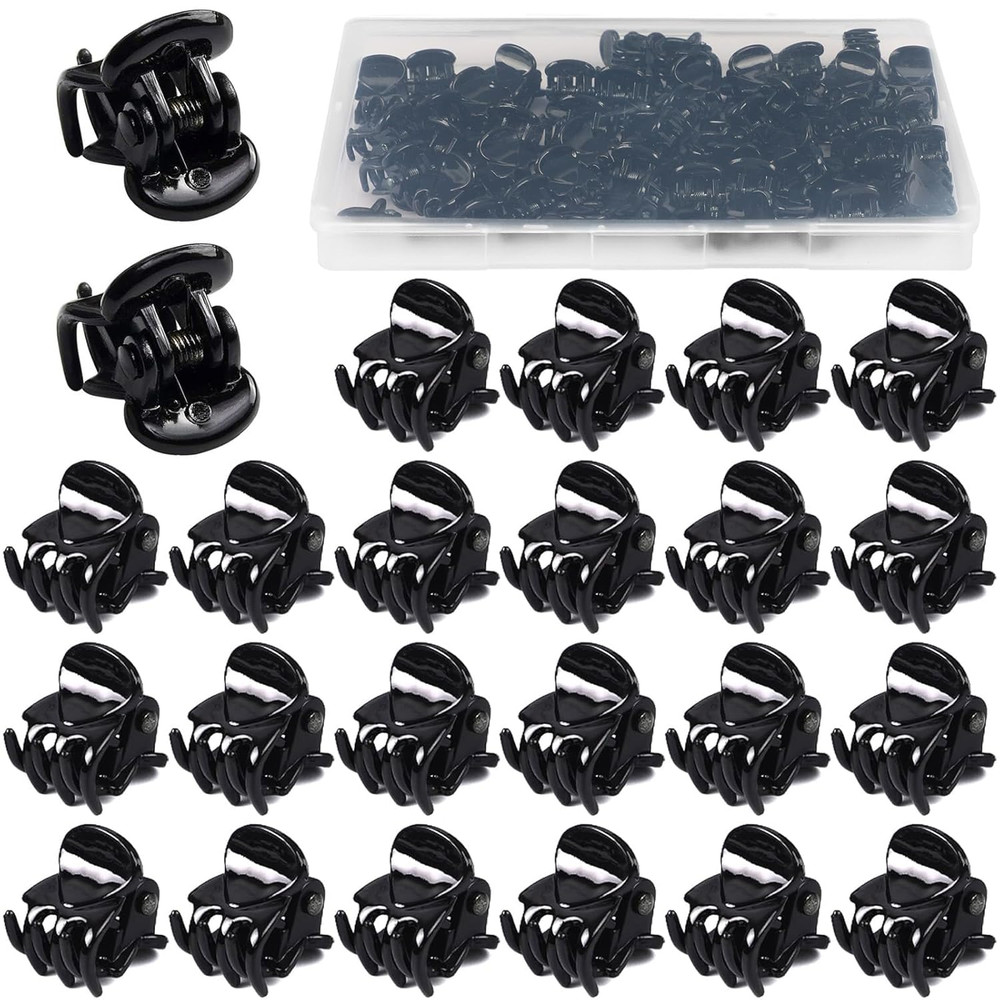 48Pcs Mini Hair Claw Clips, Black Tiny Hair Clips Hairstyle | Strong Grip Hair C