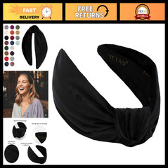 Trendy Non-Slip Black Velvet Headbands for Women & Girls – Adjustable Top Knot H