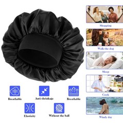 Dimeho 2 Pcs Silk Bonnet for Men Hair Sleeping One Size, Black