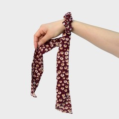 Nollia 4 Sets of Floral Scrunchies With Matching Hair Ties, Thin Airy Fabric
