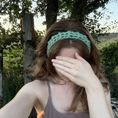 Handmade Crochet Sage Green Headband 🌿 Boho Open Stitch Hair Tie