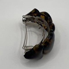 VTG Brevete SGDG French Hair Barrette Ponytail Clip Holder Faux Tortoise Brown