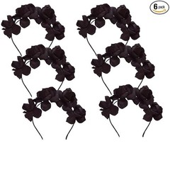Wowser Black Rose Headbands, Cute Flower Cosplay Accessories, 7 Inches, 6pack