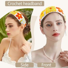 Crochet Headband for Women Knitted Hippie Head Bands Scarf for Women 70s Hair…