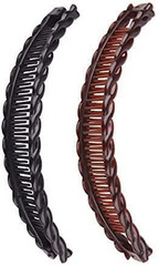 2Pcs Large One Black and One Brown Tort Banana Clips Fish Clips Vintage Clincher