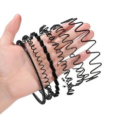 6Pcs Metal Hair Headband Wave Style Hoop Band Comb Sports Hairband Men Women