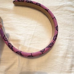 Women’s Pink & Black Padded Fabric Headband with Logo Print, Casual Wear